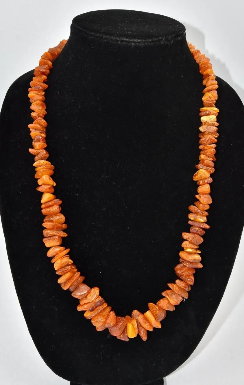 Antique Baltic Butterscotch Egg Yolk Amber Graduated Beaded Necklace 26” 69 g